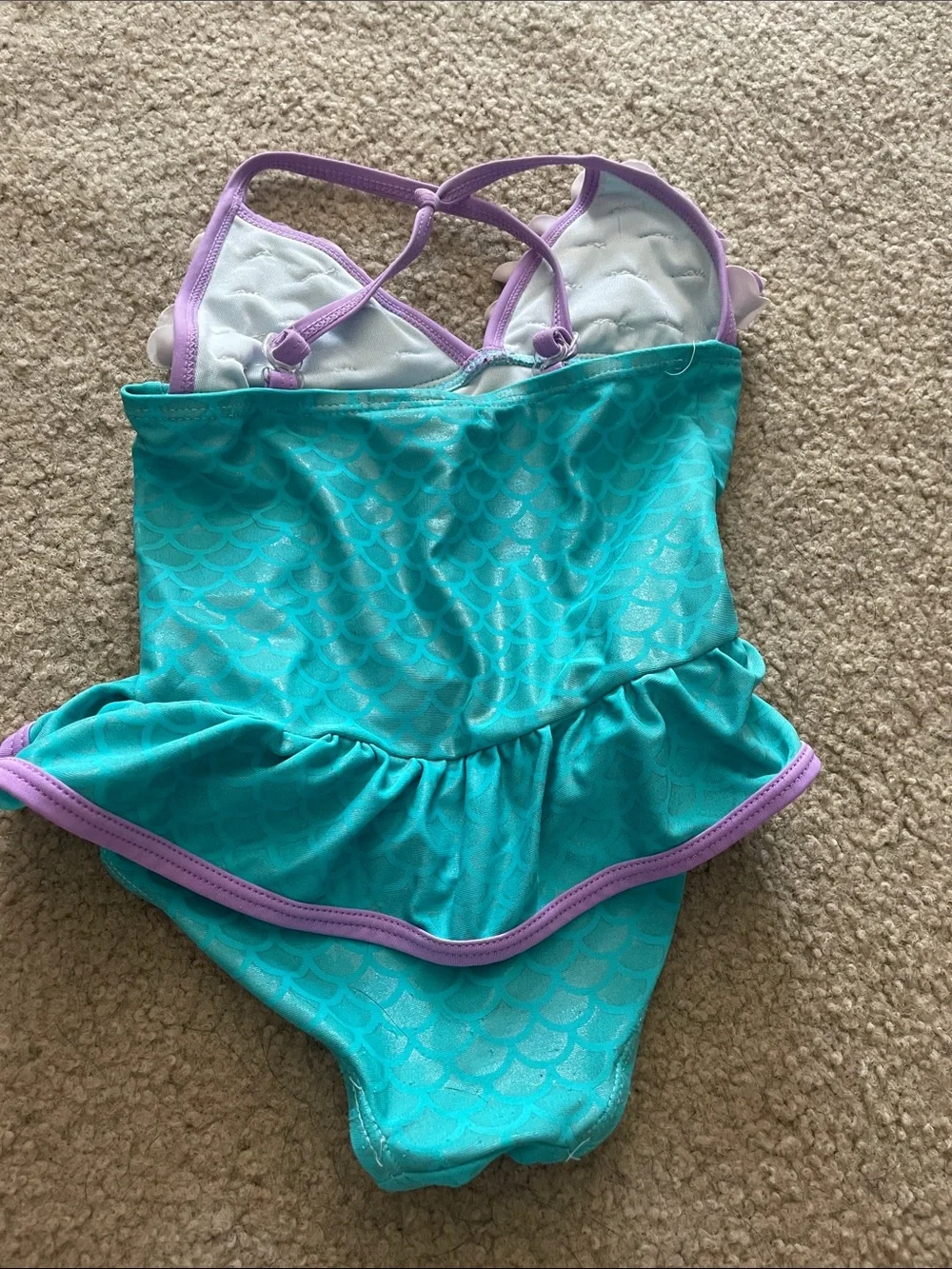 Floatimini Turquoise One-Piece Mermaid Swimsuit with Purple Trim